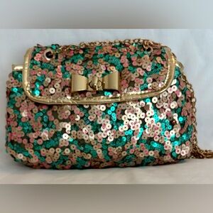 Olivia Miller Multicolored Sequin Mini Bag W/ Bow And Chain Hardware